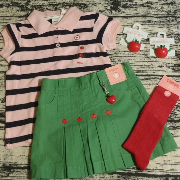 Gymboree Prep School Size 5 Adjustable Waist Skort Shirt Socks Pony Outfit NWT - Picture 2 of 4